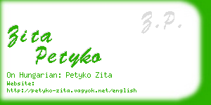 zita petyko business card